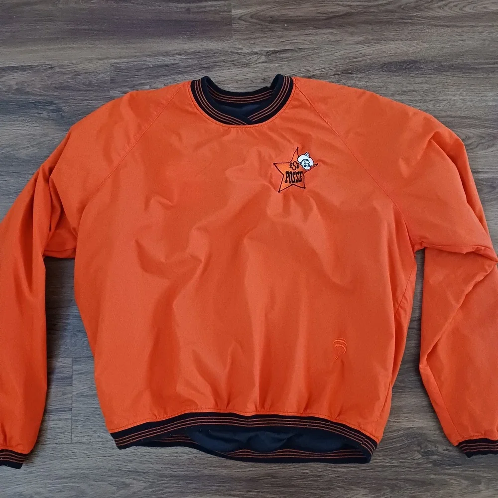 Vintage OSU Posse Reversible Windbreaker Pullover Orange Black Mens L Alamo Bowl